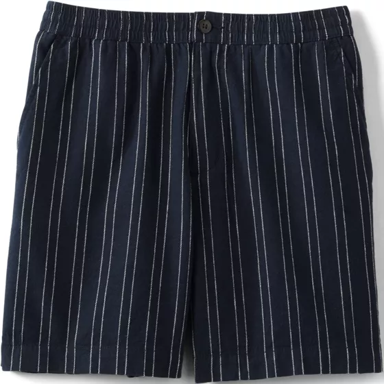 Men's 7" Linen Cotton Elastic Waist Short - primary