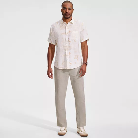 Men's Linen Cotton Elastic Waist Pant - primary
