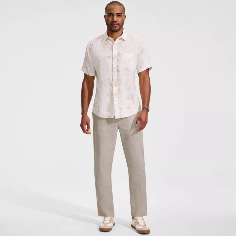 Men's Linen Cotton Elastic Waist Pant, alternative image