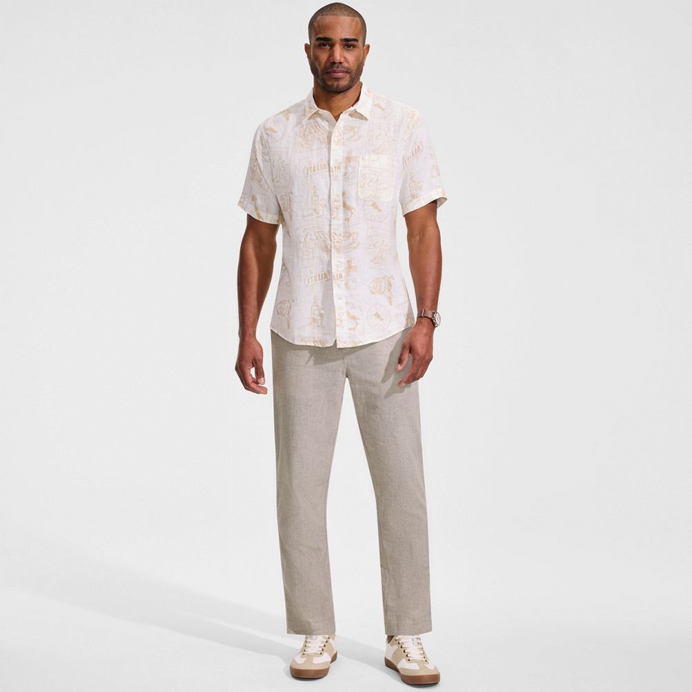 Men's Linen Cotton Elastic Waist Pant | Lands' End