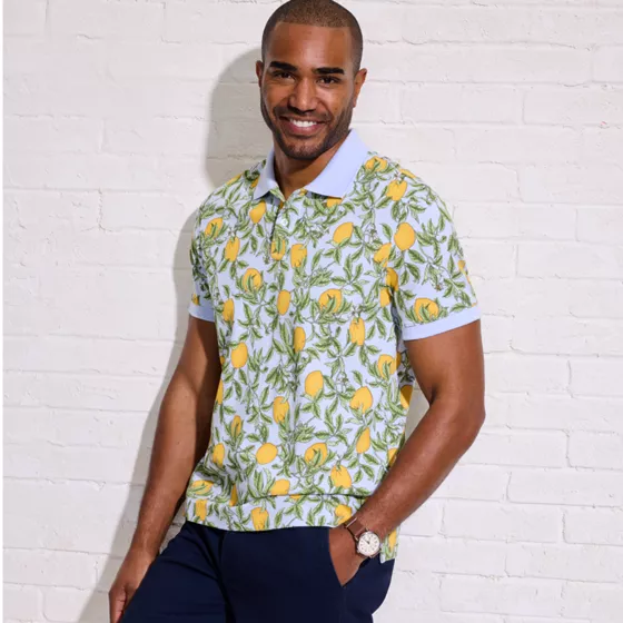 Men's Short Sleeve Pique Printed Polo - primary