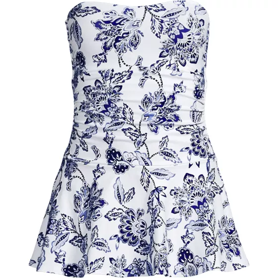 Women's Sculpting Bandeau Lace Back Mini Swim Dress - primary