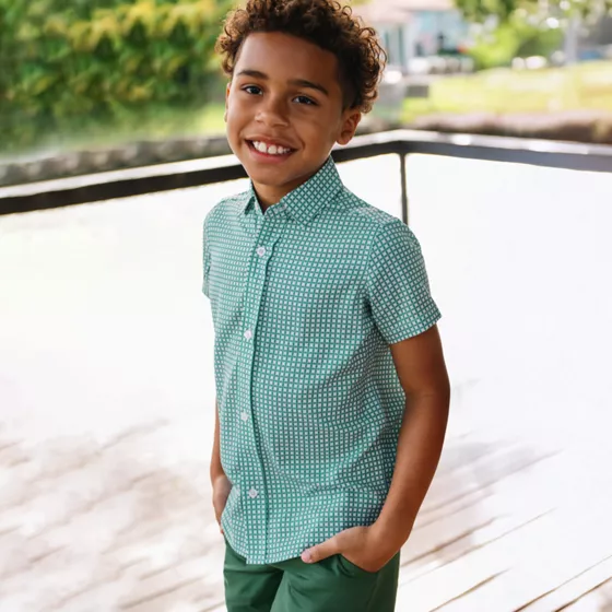 Boys Short Sleeve Button Down Performance Shirt - primary