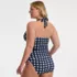 Women's Plus Size Pique Knot Twist Halter Tankini Top , Back
