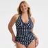 Women's Plus Size Pique Knot Twist Halter Tankini Top , Front