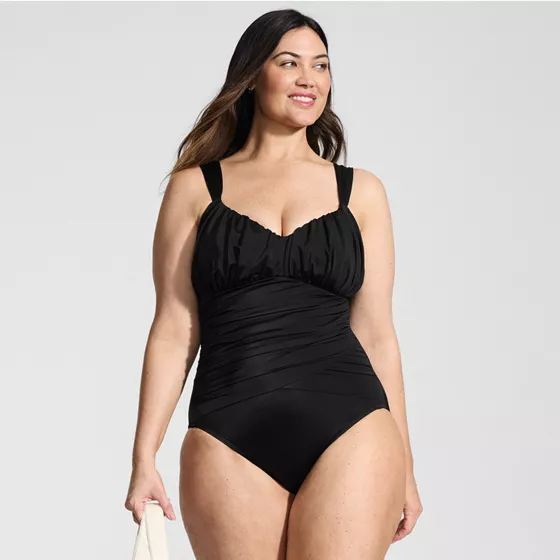Women's Plus Size Slender Lite Sweetheart Shirred One Piece - primary