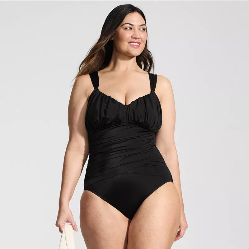 Women's Plus Size Slender Lite Sweetheart Shirred One Piece, alternative image