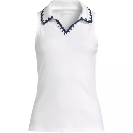 Women's Plus Size Sleeveless Micro Rib Polo - primary