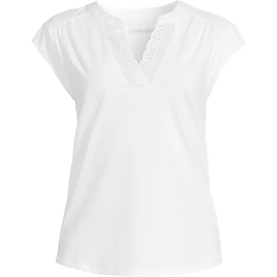 Women's Cap Sleeve Lightweight Jersey Lace Shoulder Tee - primary