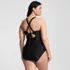 Women's Plus Size Essential Tie Back Ruched One Piece Swimsuit, Back