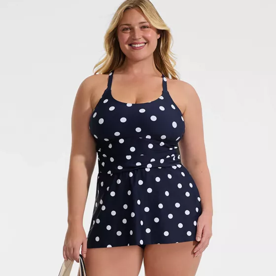 Women's Plus Size Essential Tie Back Ruched Dresskini Top - primary