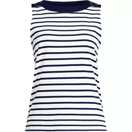 Women's Plus Size Mariner Button Shoulder Tank - primary