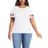 Women's Plus Size Short Sleeve Supima Cotton Embroidered Crew Neck T Shirt, Front