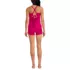 Women's Essential Tie Back Ruched Tankini and Shorts Two Piece Set, Back