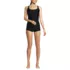 Women's Essential Tie Back Ruched Tankini and Shorts Two Piece Set, Front