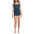 Women's Essential Tie Back Ruched Tankini and Shorts Two Piece Set, Front