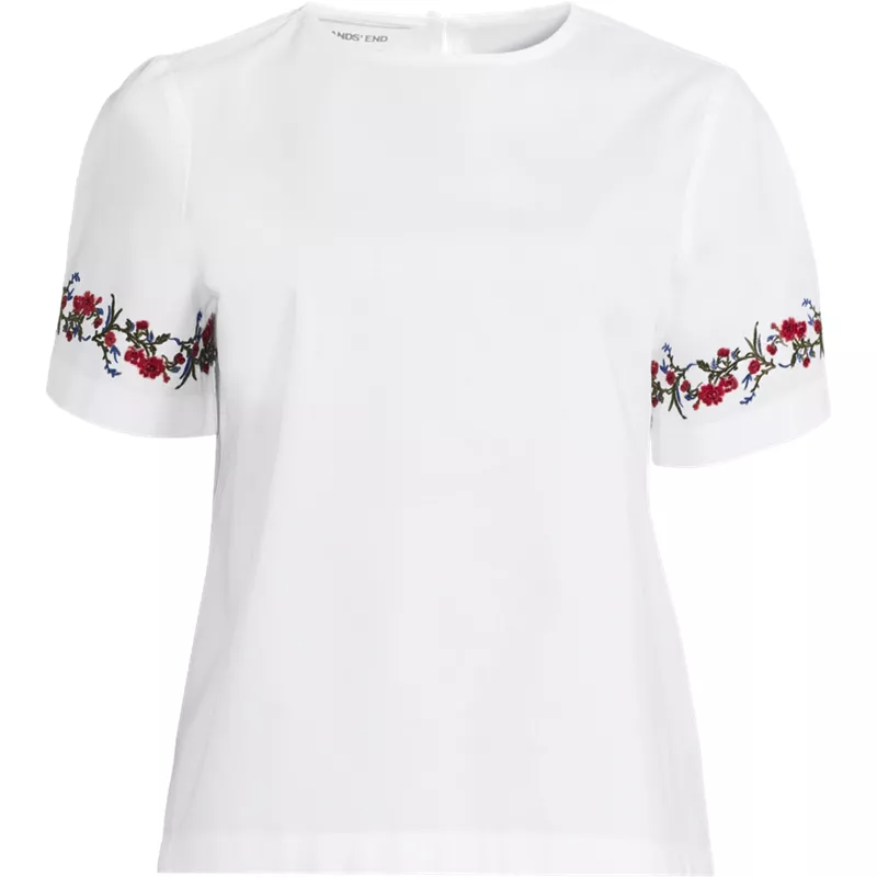 Women's Plus Size Poplin Embroidered Shirt, Front