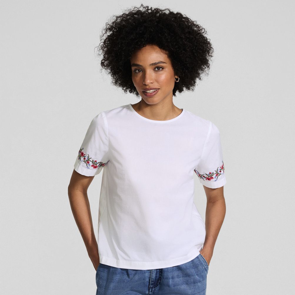 Women's Poplin Eyelet Shirt | Lands' End