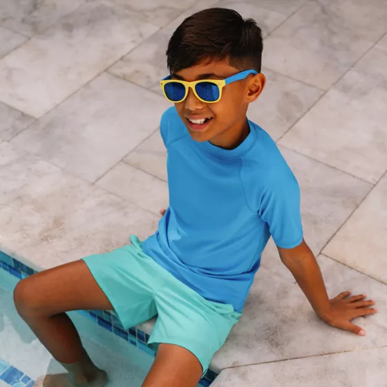 Boys Chlorine Resistant Magic Print Short Sleeve Crew Neck UPF 50 Rash Guard - primary