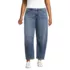 Women's Plus Size Soft Denim Mid Rise Relaxed Barrel Leg Ankle Jeans, Front