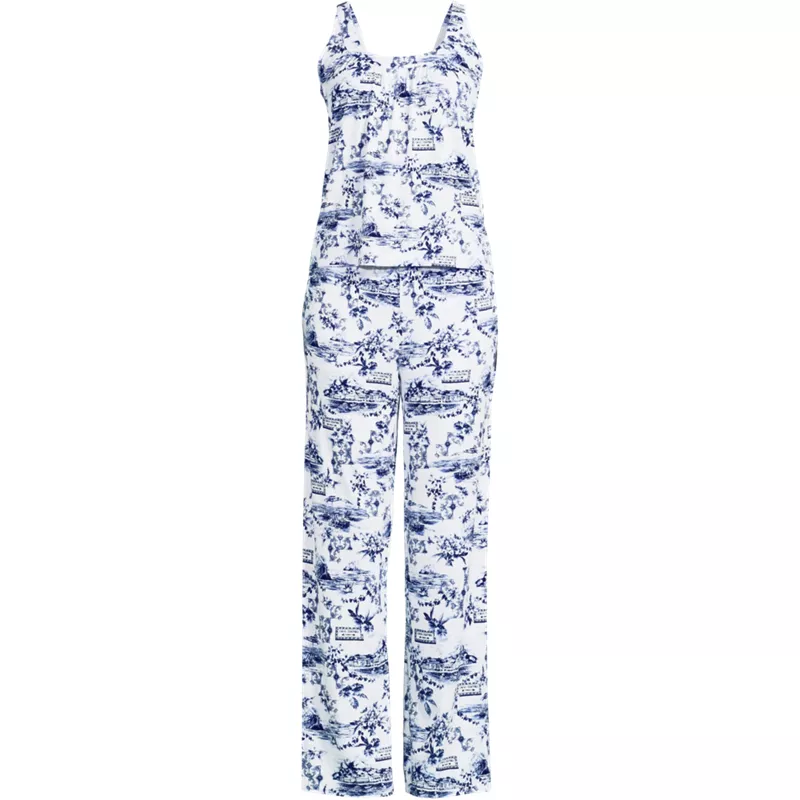 Women's Cooling 2 Piece Pajama Set - Flowy Tank and Pants, Front