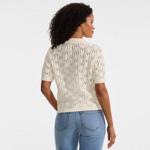  Lands' End Soft Ease Ajour-cardigan Mit Leinen, Damen, Größe:32-34 Regular, Weiß, Baumwolle/leinen/nylon, By Lands' End 