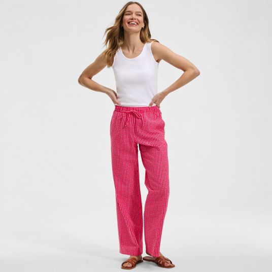 ladies red dress slacks iChosy Women's High Waist Wide Straight Leg Casual Pants If ironing is necessary Red Shimmer Wide Leg Pants
