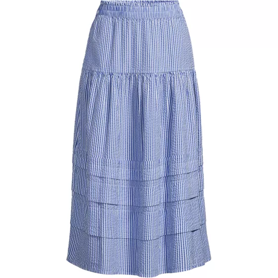 Women's Plus Size Seersucker Pull On Midi Skirt - primary