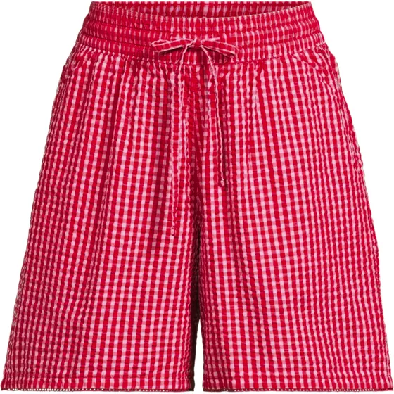 Women's Seersucker High Rise Pull On 7" Shorts - primary