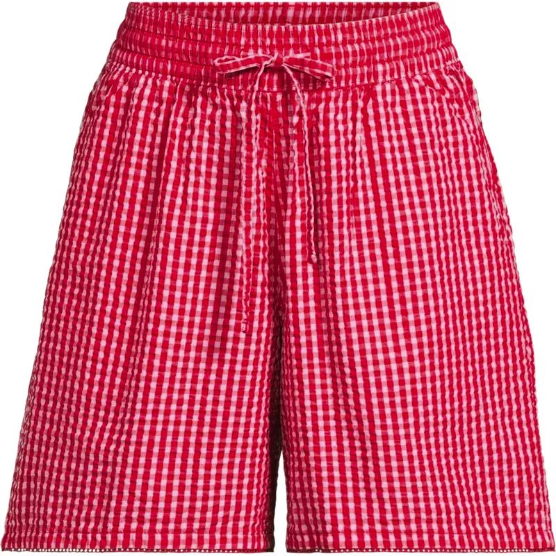 Women's Seersucker High Rise Pull On 7" Shorts, Front