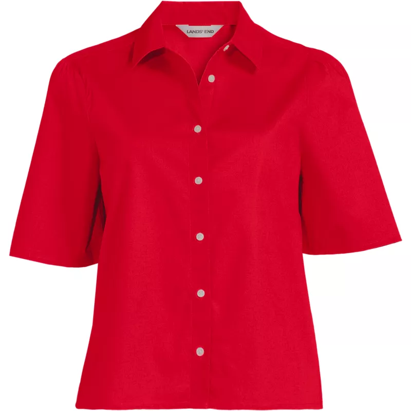 Women's Petite Poplin Button Front Shirt, Front