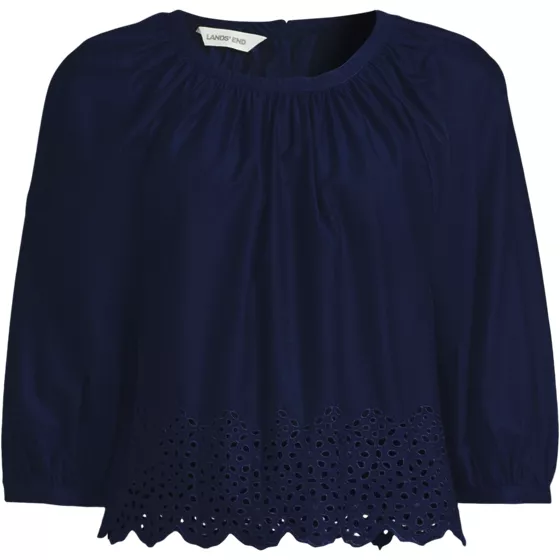 Women's Gathered Eyelet Top - primary