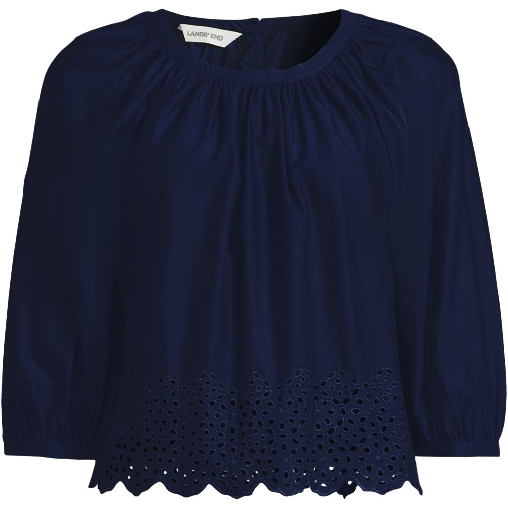 Women's Gathered Eyelet Top | Lands' End