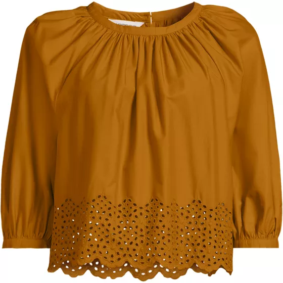 Women's Plus Size Gathered Eyelet Top - primary