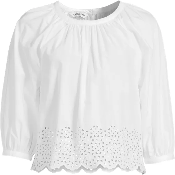 Women's Gathered Eyelet Top - primary