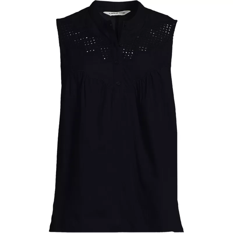 Women's Sleeveless Eyelet Pullover Top, Front