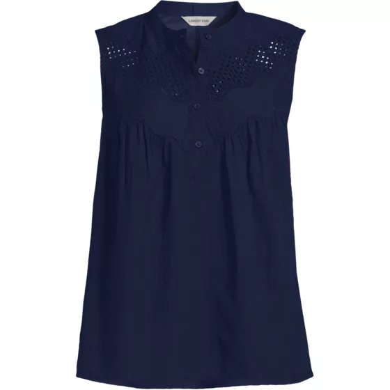 Women's Plus Size Sleeveless Eyelet Pullover Top - primary