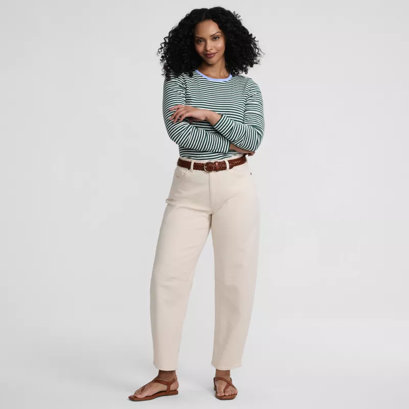 Women's Soft Denim Mid Rise Relaxed Barrel Ankle Jeans, alternative image