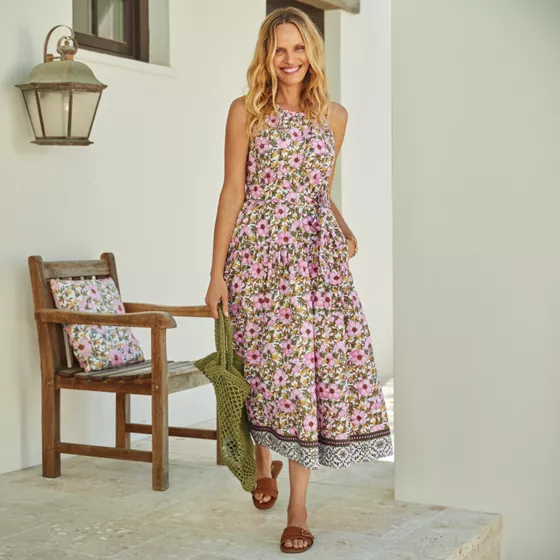 Women's Poplin Halter Midi Dress - primary