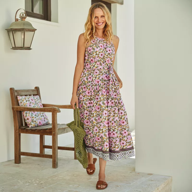 Women's Poplin Halter Midi Dress, alternative image
