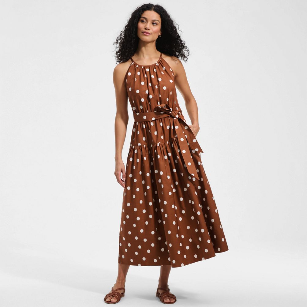 lands end poplin midi wrap dress Women's Petite Poplin Midi Wrap Front Dress - Lands' End - Blue
