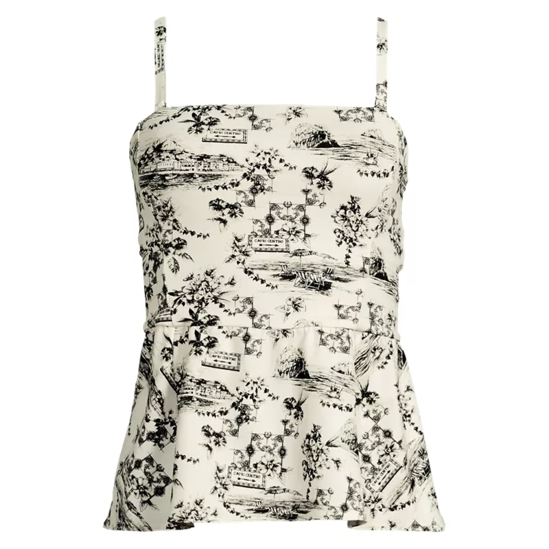 Women's Sculpting Waveshaper Peplum Swim Tankini Top , Front
