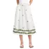 Women's Poplin Smocked Embroidered High Rise Midi Skirt, Front