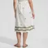 Women's Poplin Smocked Embroidered High Rise Midi Skirt, Back