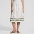 Women's Poplin Smocked Embroidered High Rise Midi Skirt, Front