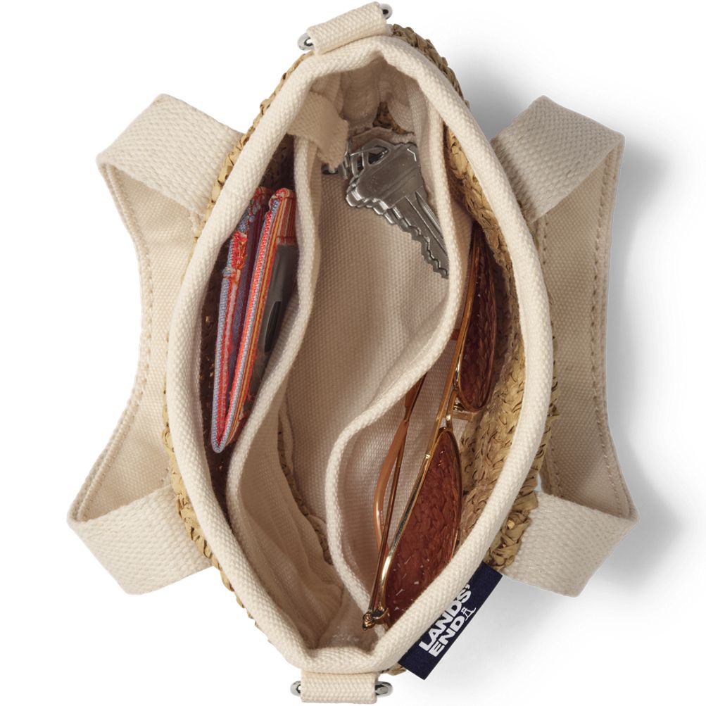Mini Raffia Open Top Canvas Tote Bag | Lands' End