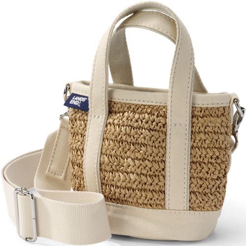 Mini Raffia Open Top Canvas Tote Bag - image 4