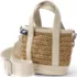 Mini Raffia Open Top Canvas Tote Bag, alternative image