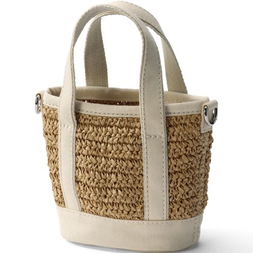 Mini Raffia Open Top Canvas Tote Bag - image 3
