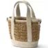 Mini Raffia Open Top Canvas Tote Bag, Back